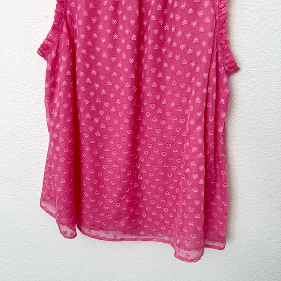 [Torrid] Azalea Pink Heart Clip Dot Print Mock Neck Sleeveless Blouse Size 0X - Picture 7 of 12